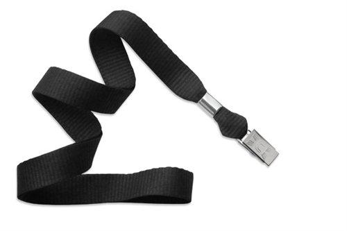 5/8" (16 MM) Microweave Polyester Lanyard with Nickel-Plated Steel Bulldog Clip, Qty = 100